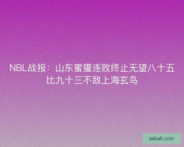 NBL战报:山东蜜獾连败终止无望八十五比九十三不敌上海玄鸟 NBL战报:山东蜜獾连败终止无望八十五比九十三不敌上海玄鸟